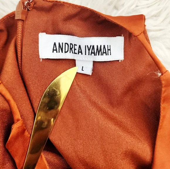 ANDREA IYAMAH THE RENI MIDI DRESS BURN ORANGE SIZE LARGE - Picture 6 of 14